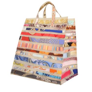 Bolso de mano Hermès  Cas du Sac en material sintético blanquecino y seda multicolor