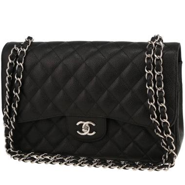 Chanel  Timeless Jumbo handbag  in black quilted grained leather