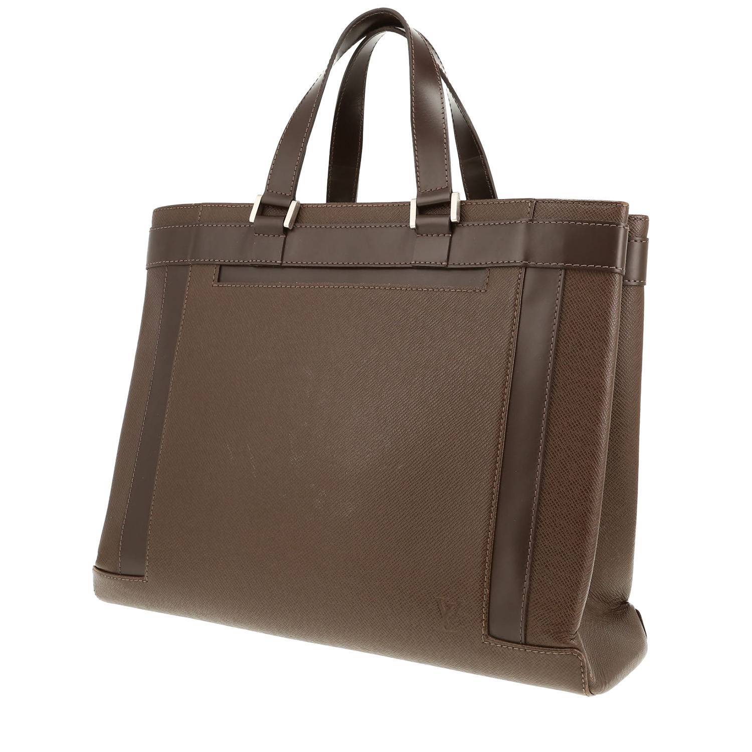 Handbag In Brown Canvas And Leather