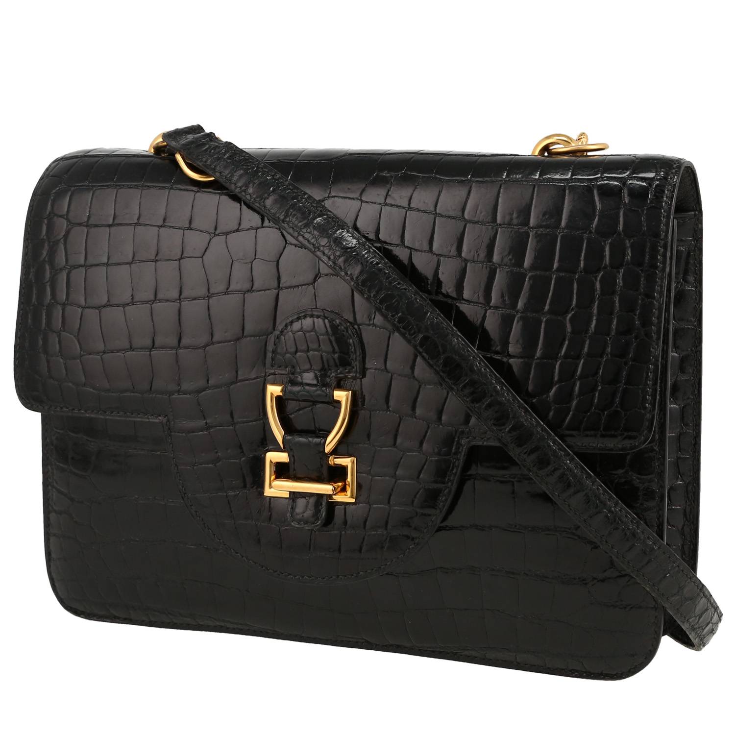 Handbag In Black Crocodile