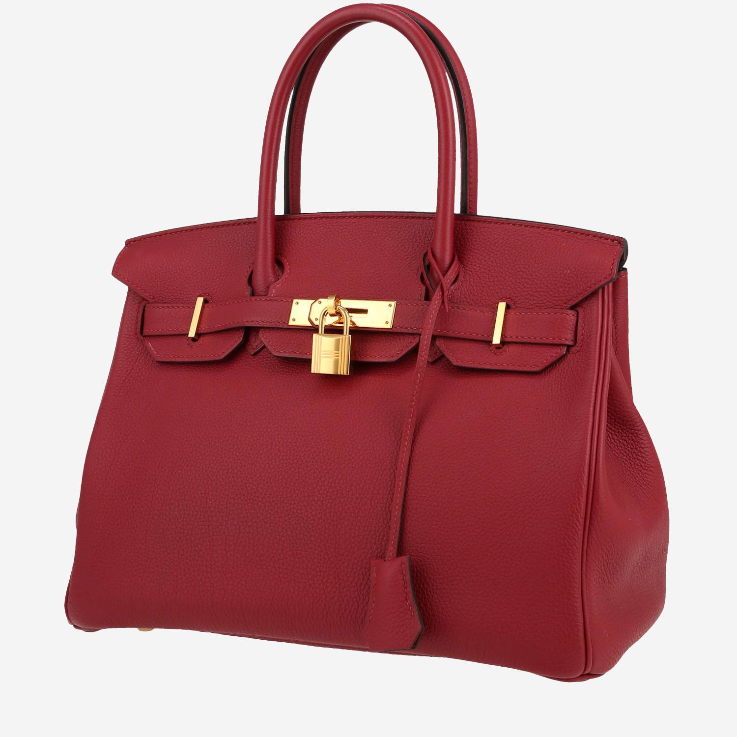Bolso de mano Hermès  Birkin 30 cm en cuero togo rojo granate
