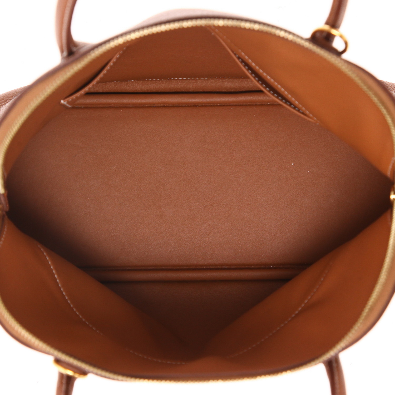 Bolso de mano Hermès  Bolide 31 cm en cuero togo color oro - Detail D3