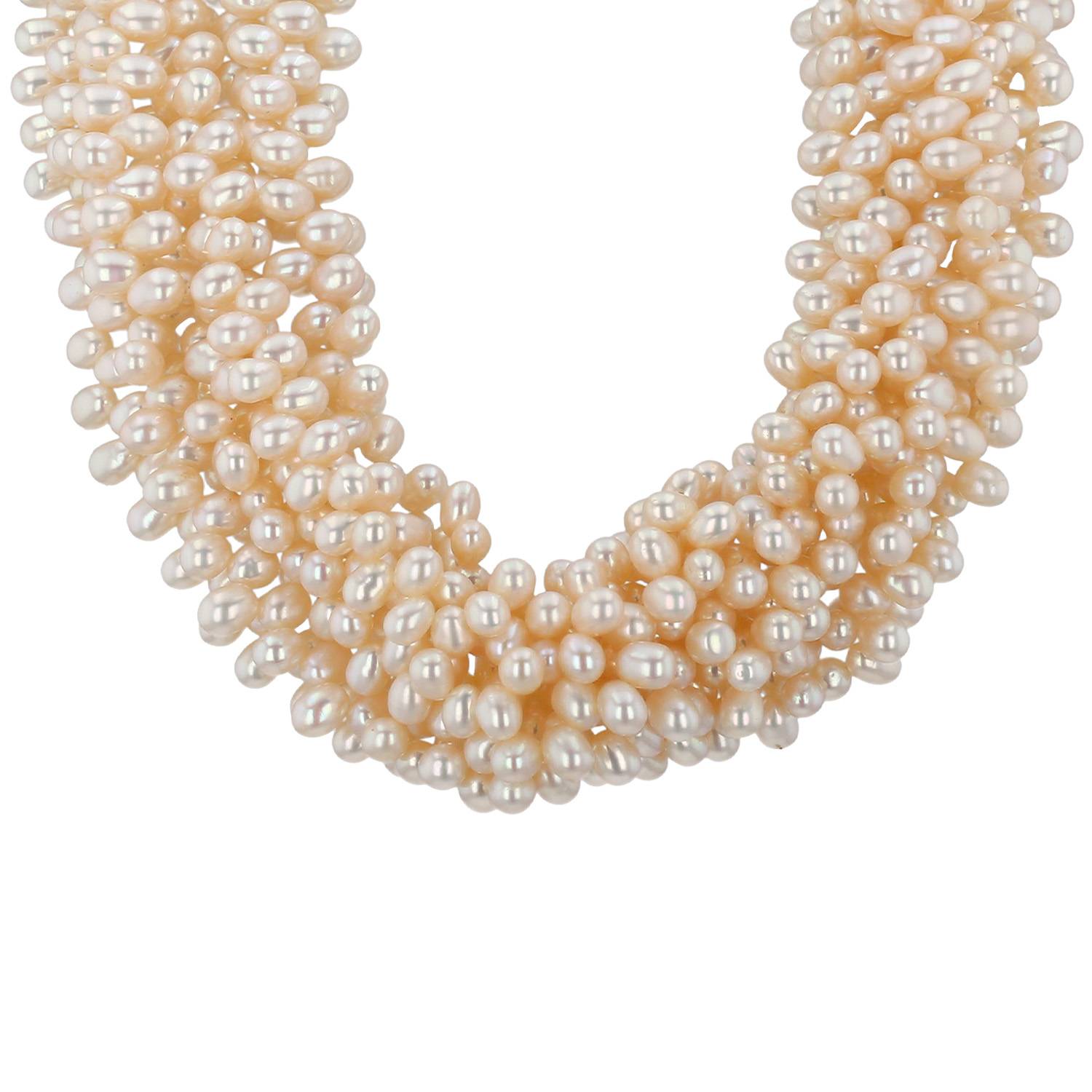 Necklace In Yellow And Pearls