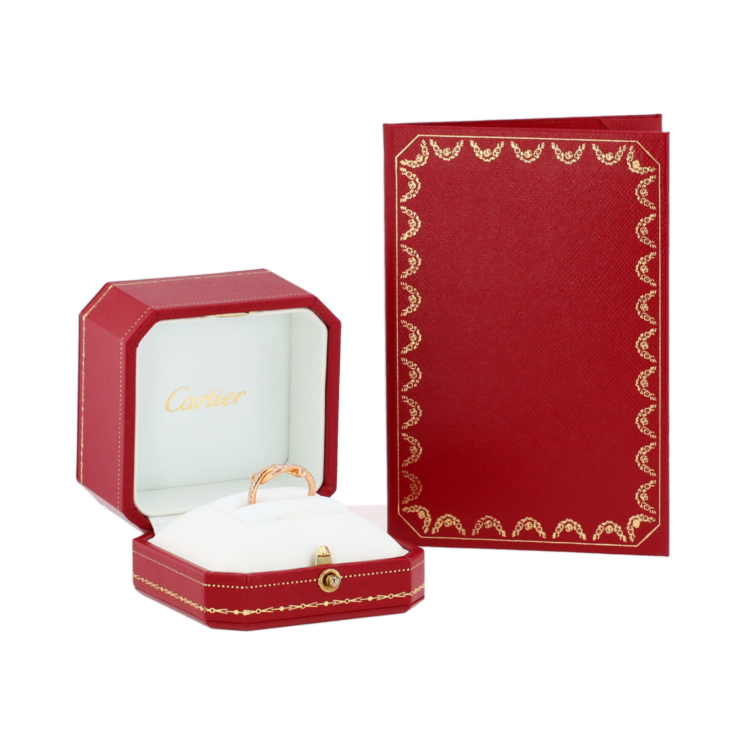 Bague Cartier Entrelacés en or rose et diamants - Detail D2