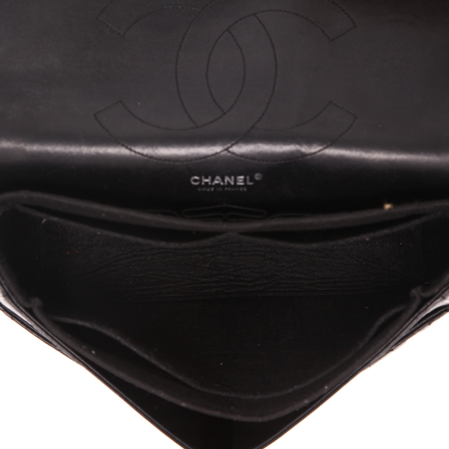 Chanel 2.55 handbag  in black quilted leather - Detail D3
