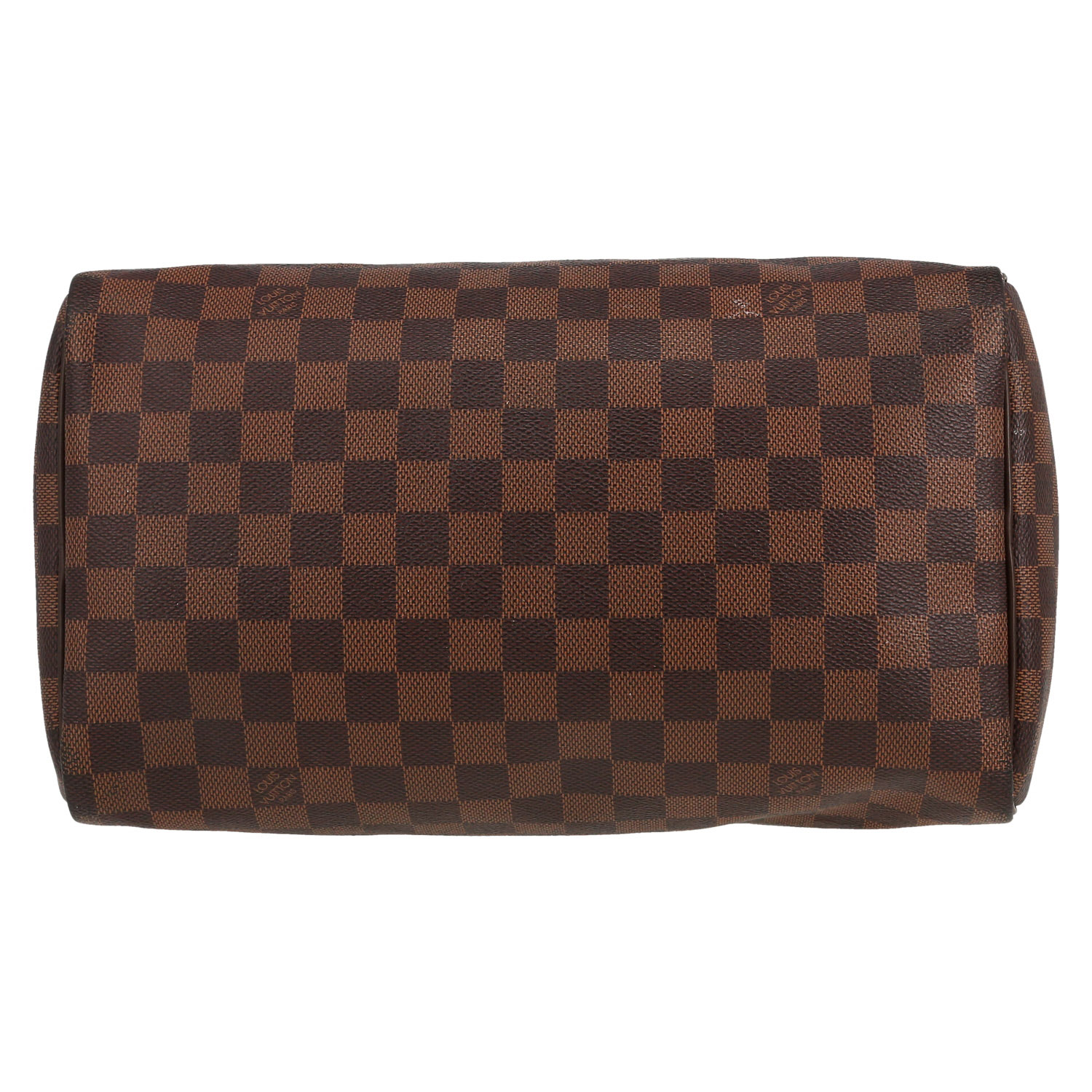 Sac à main Louis Vuitton  Speedy 30 en toile damier ébène et cuir marron - Detail D1