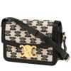 Celine  Triomphe Teen shoulder bag  in black and cream color "Triomphe" canvas  and black leather - 00pp thumbnail