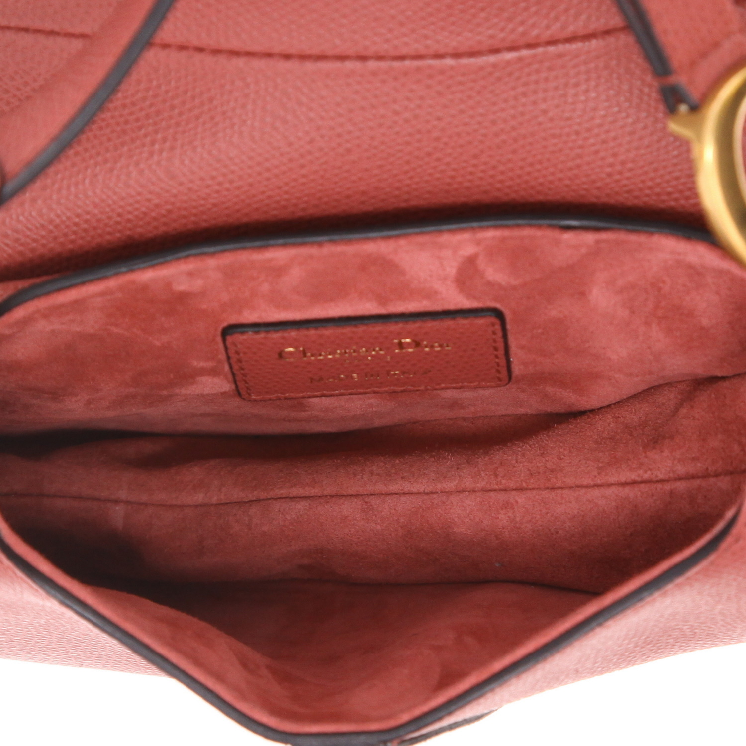 Bolso de mano Dior  Saddle modelo pequeño  en cuero granulado rosa - Detail D3