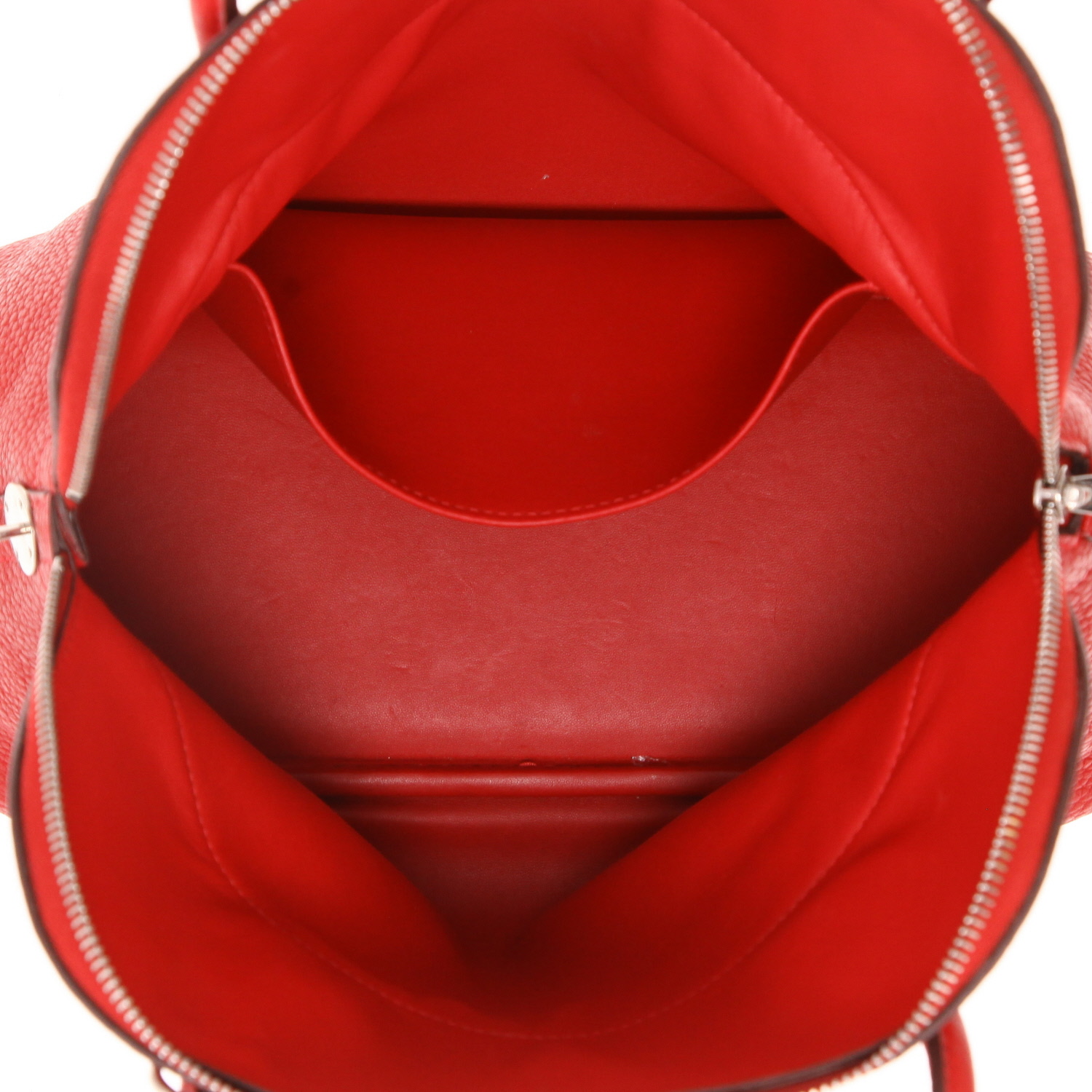 Hermès  Bolide 30 cm handbag  in red Casaque togo leather - Detail D3