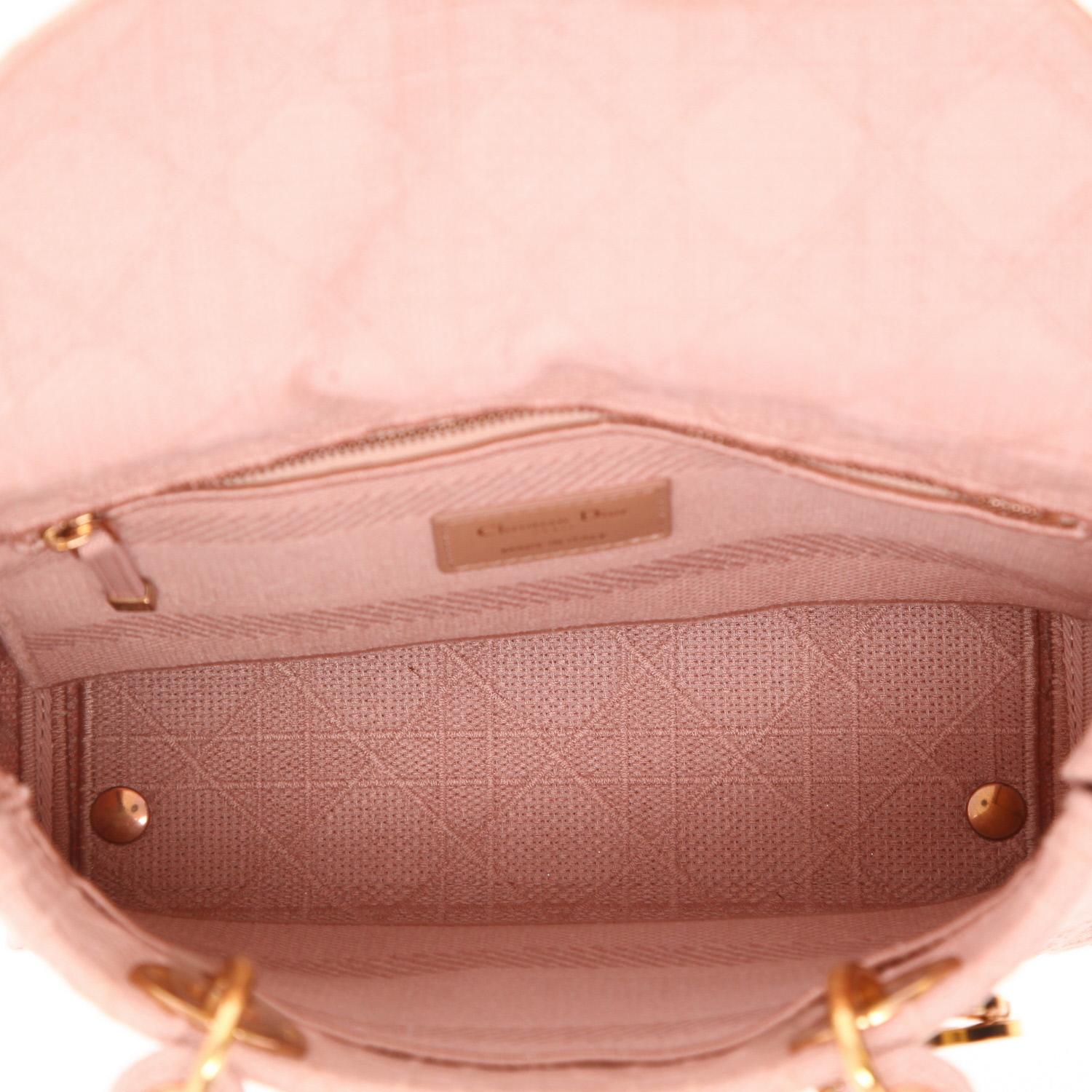 Dior  Lady D-Lite handbag  in pink canvas cannage - Detail D3