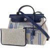 Sac porté épaule ou main Hermès  Herbag en toile grise et bleue et cuir bleu-marine - 00pp thumbnail