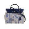 Borsa da spalla o a mano Hermès  Herbag in tela grigia e blu e pelle blu marino - 360 thumbnail