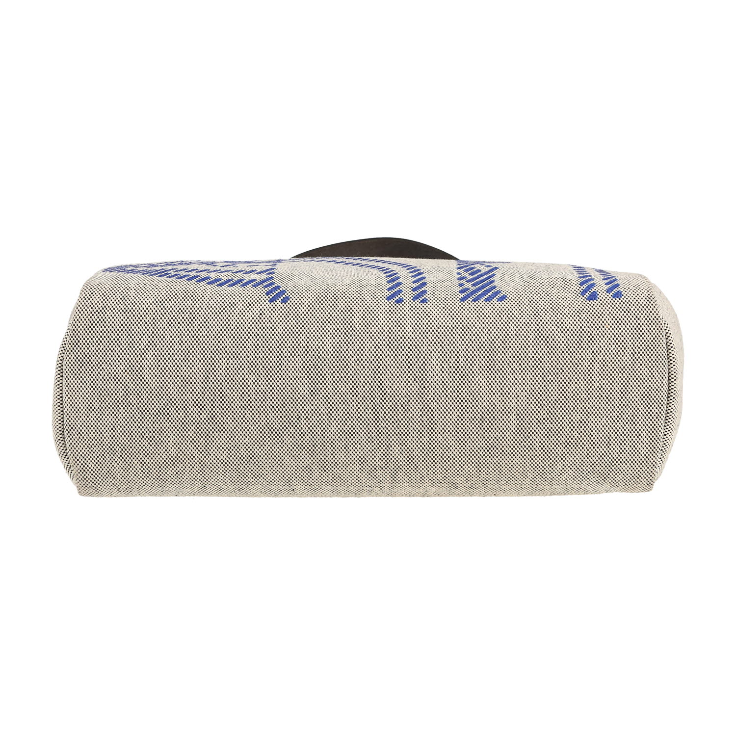 Hermès  Herbag bag worn on the shoulder or carried in the hand  in grey and blue canvas  and navy blue leather - Detail D1