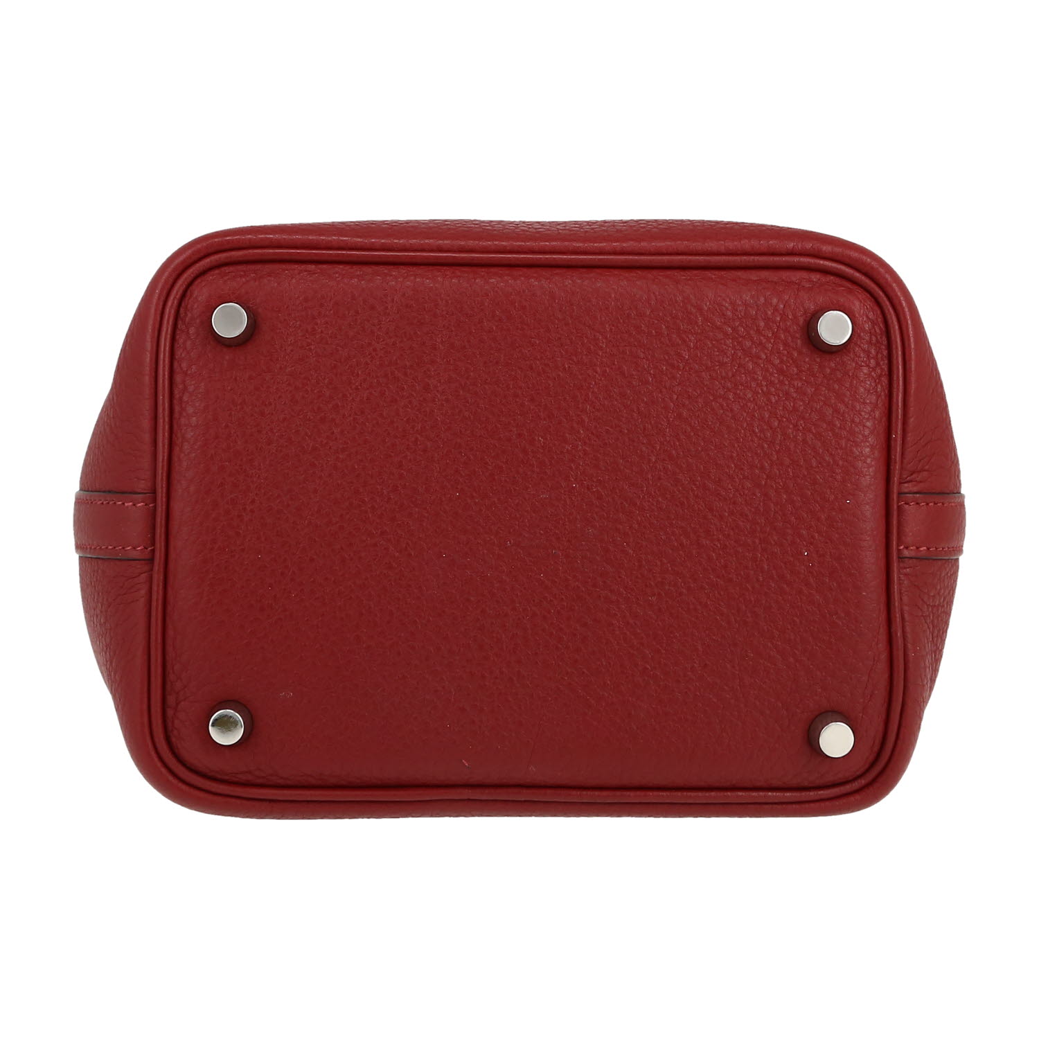 Sac à main Hermès  Picotin en cuir taurillon clémence rouge H - Detail D1
