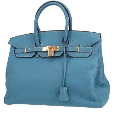 Sac à main Hermès  Birkin 35 cm en cuir togo bleu-jean