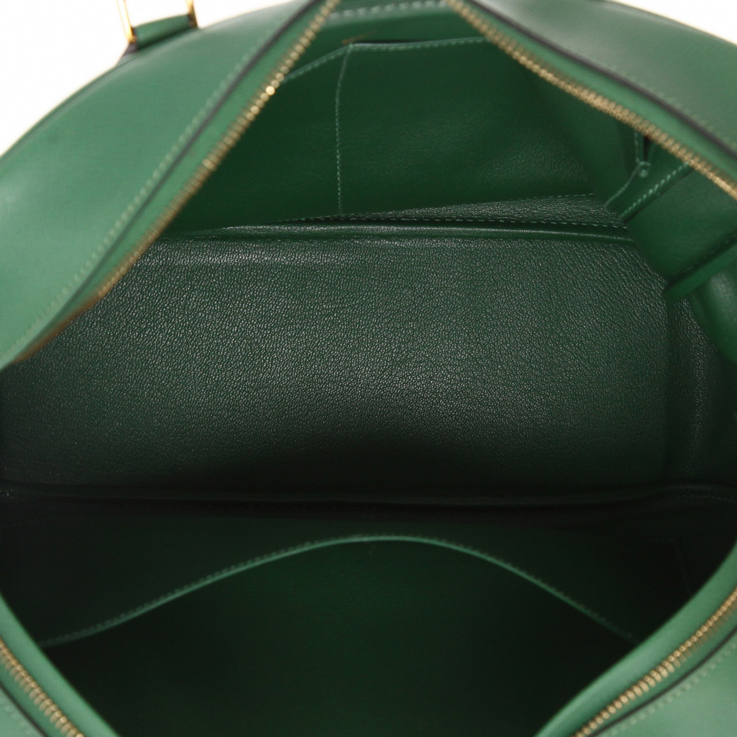 Borsa Hermès  Plume in pelle Courchevel verde - Detail D3
