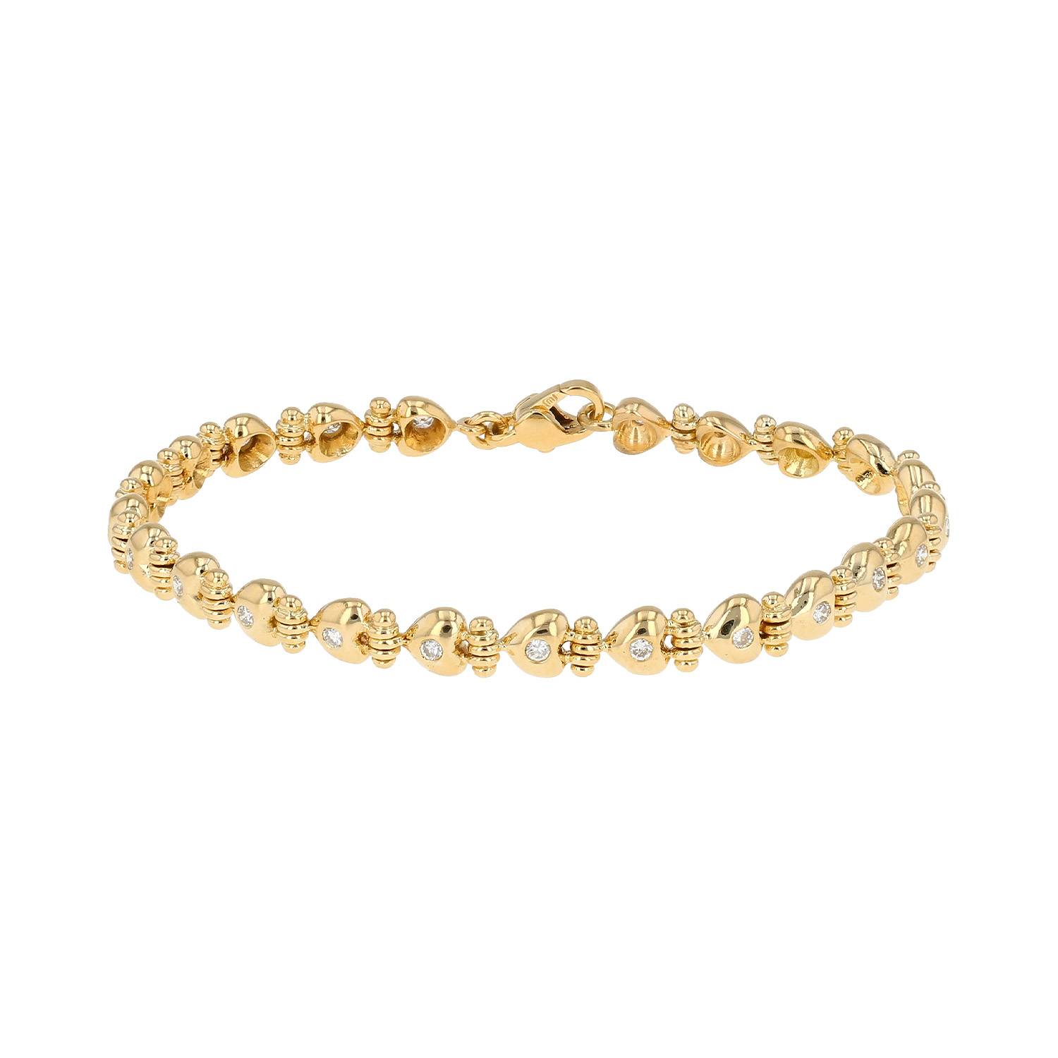 Bracelet Articulé En Or Jaune 18 Carats - Mailles Navettes - Occasion - Référence MP2606