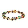 Vintage  bracelet in yellow gold, pearls and colored stones - 360 thumbnail