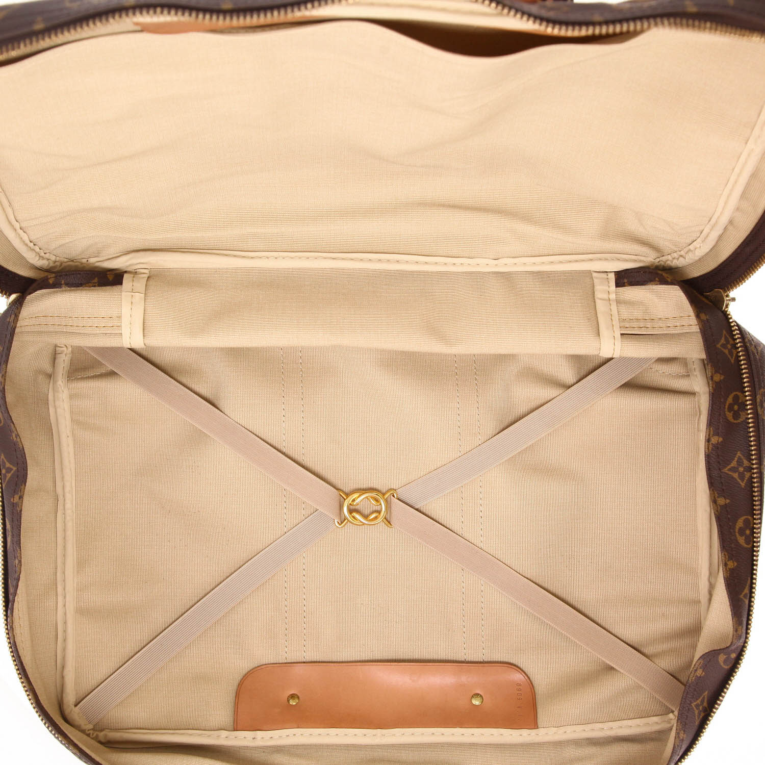 Louis Vuitton  Sirius 45 travel bag  in brown monogram canvas  and natural leather - Detail D3