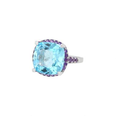 Mauboussin Couleur d'Amour ring in white gold, topaz and amethyst