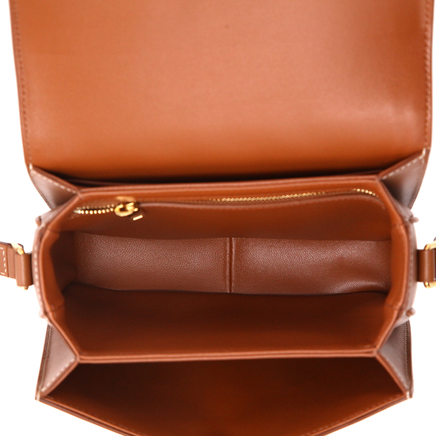 Sac bandoulière Celine  Triomphe Teen en toile Triomphe bleu-marine et cuir marron - Detail D3