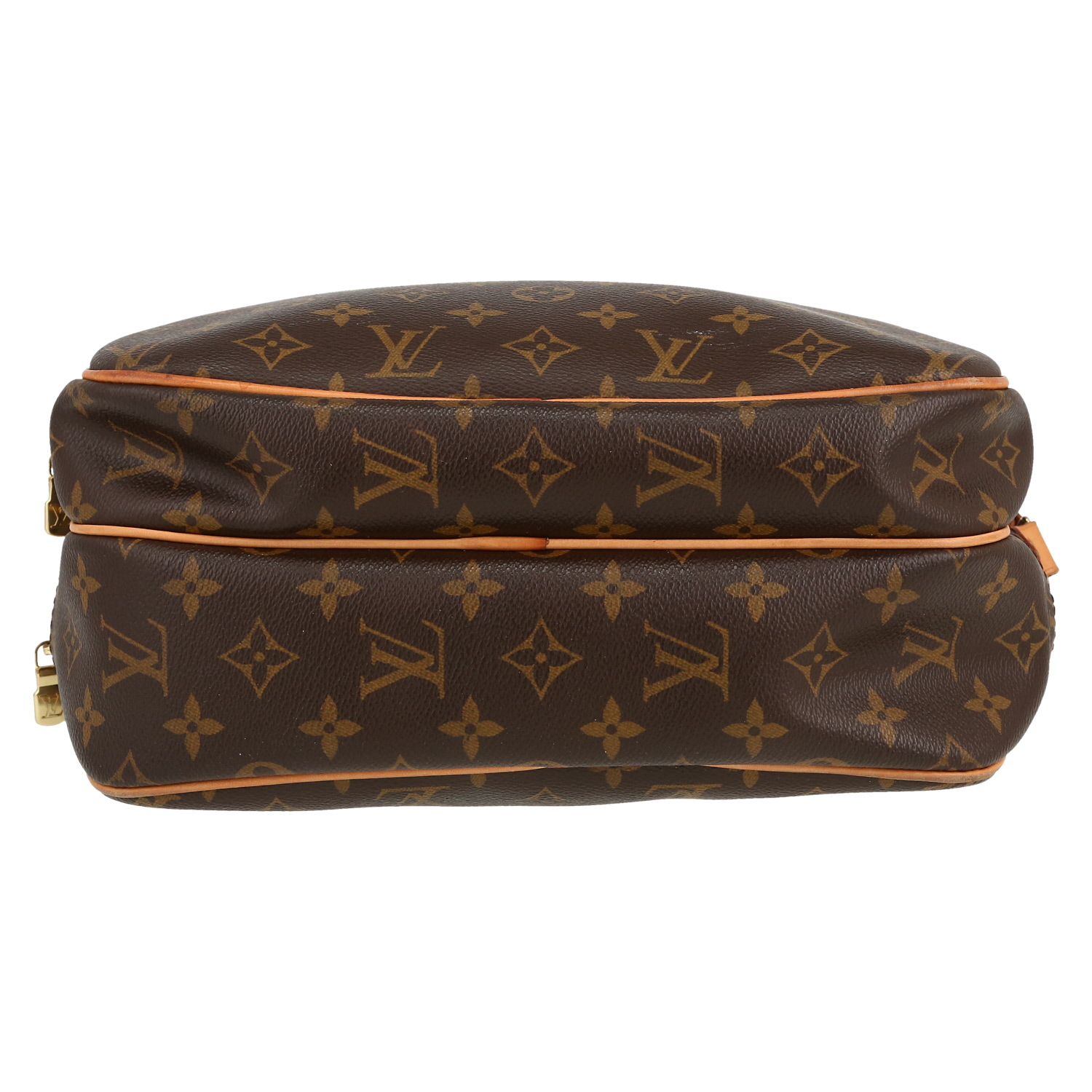 Sac bandoulière Louis Vuitton  Reporter en toile monogram marron et cuir naturel - Detail D1