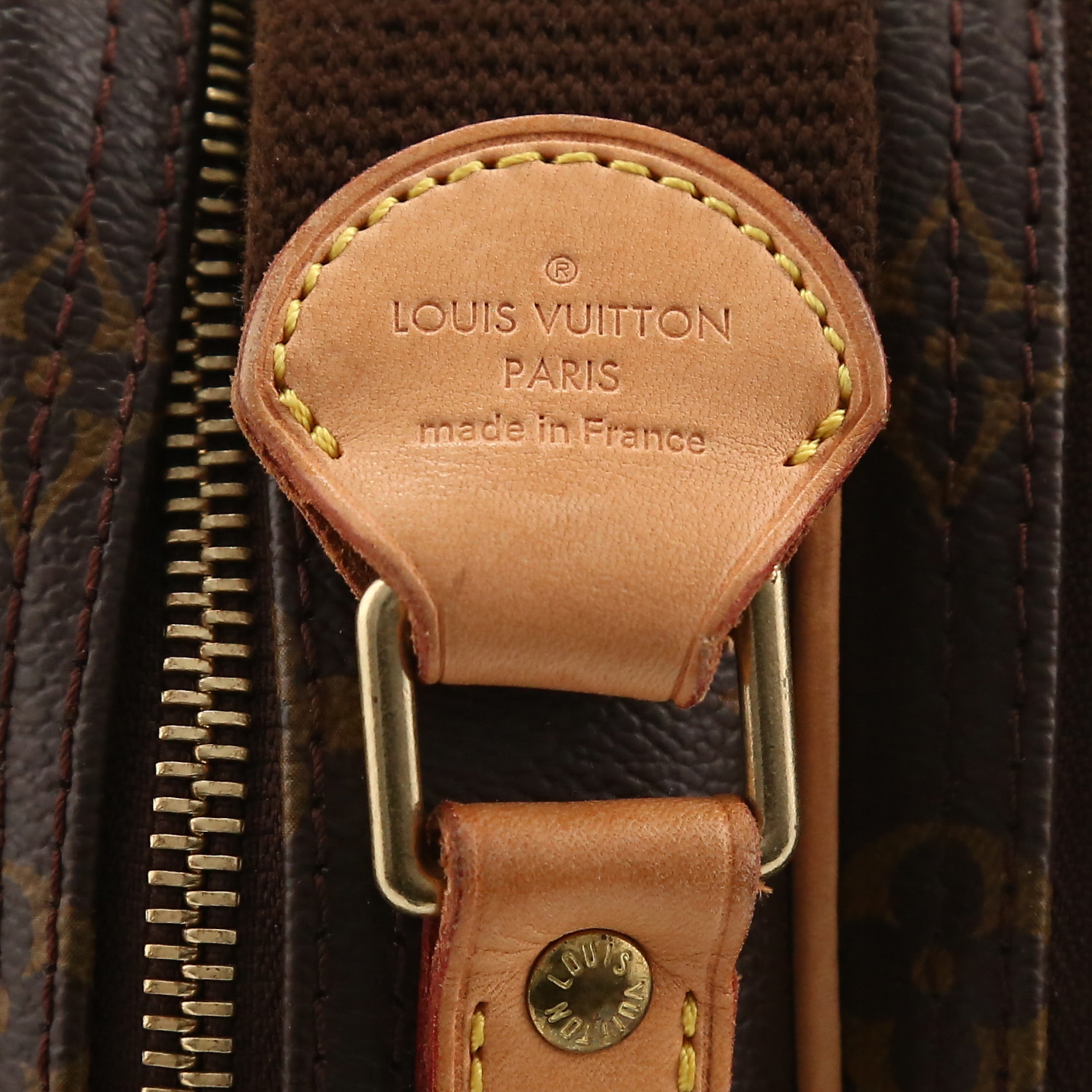 Borsa a tracolla Louis Vuitton  Reporter in tela monogram marrone e pelle naturale - Detail D2