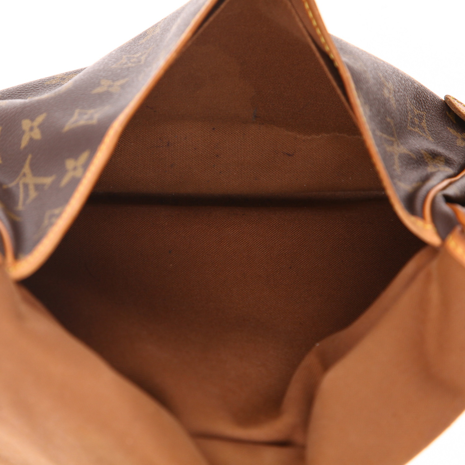 Borsa a tracolla Louis Vuitton  Saumur modello grande  in tela monogram cerata marrone e pelle naturale - Detail D3