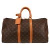 Bolsa de viaje Louis Vuitton  Keepall 45 en lona Monogram marrón y cuero natural - Detail D1 thumbnail