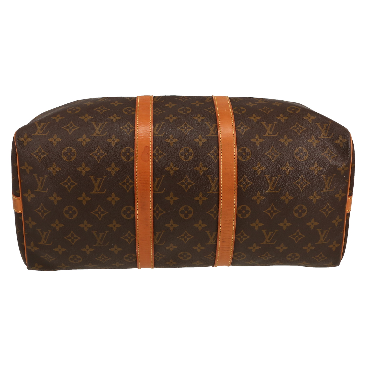 Borsa da viaggio Louis Vuitton  Keepall 45 in tela monogram marrone e pelle naturale - Detail D4