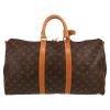 Bolsa de viaje Louis Vuitton  Keepall 45 en lona Monogram marrón y cuero natural - Detail D5 thumbnail