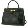 Hermès  Kelly 28 cm handbag  in green porosus crocodile - 00pp thumbnail