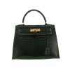 Hermès  Kelly 28 cm handbag  in green porosus crocodile - 360 thumbnail