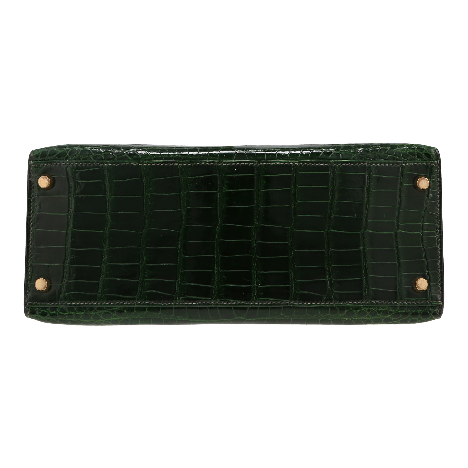 Sac à main Hermès  Kelly 28 cm en crocodile porosus vert - Detail D1