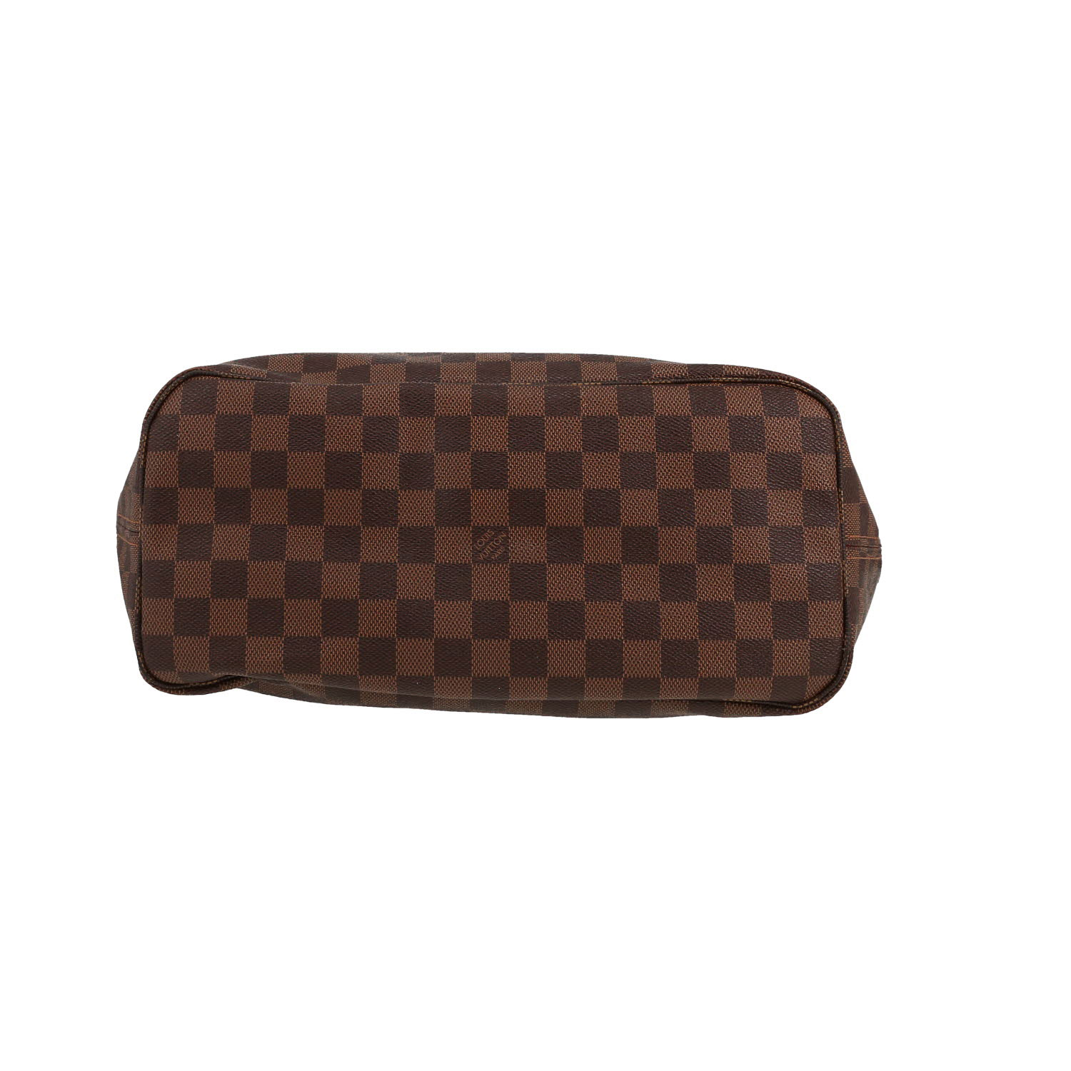 Sac cabas Louis Vuitton  Neverfull moyen modèle  en toile damier ébène et cuir marron - Detail D1