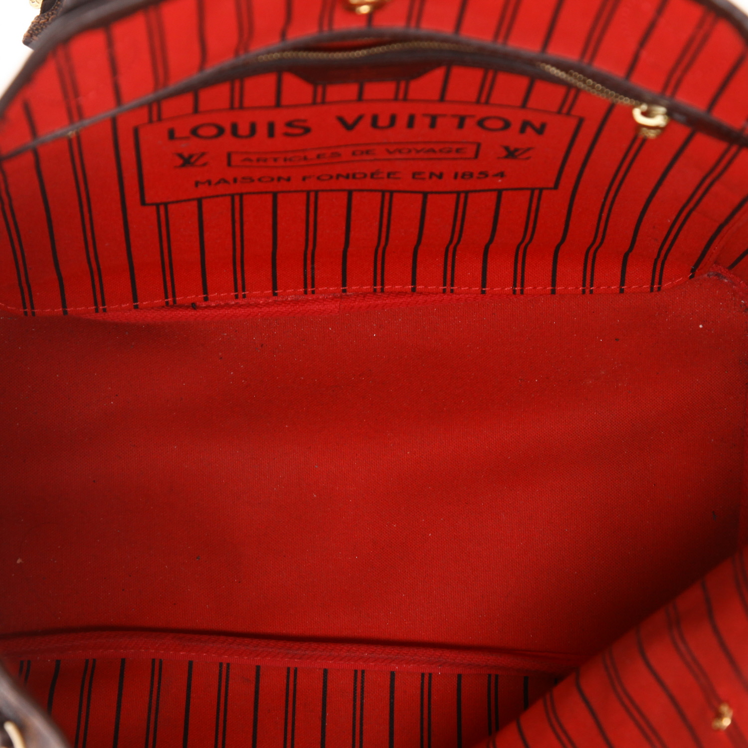 Bolso Cabás Louis Vuitton  Neverfull modelo mediano  en lona a cuadros ébano y cuero marrón - Detail D3