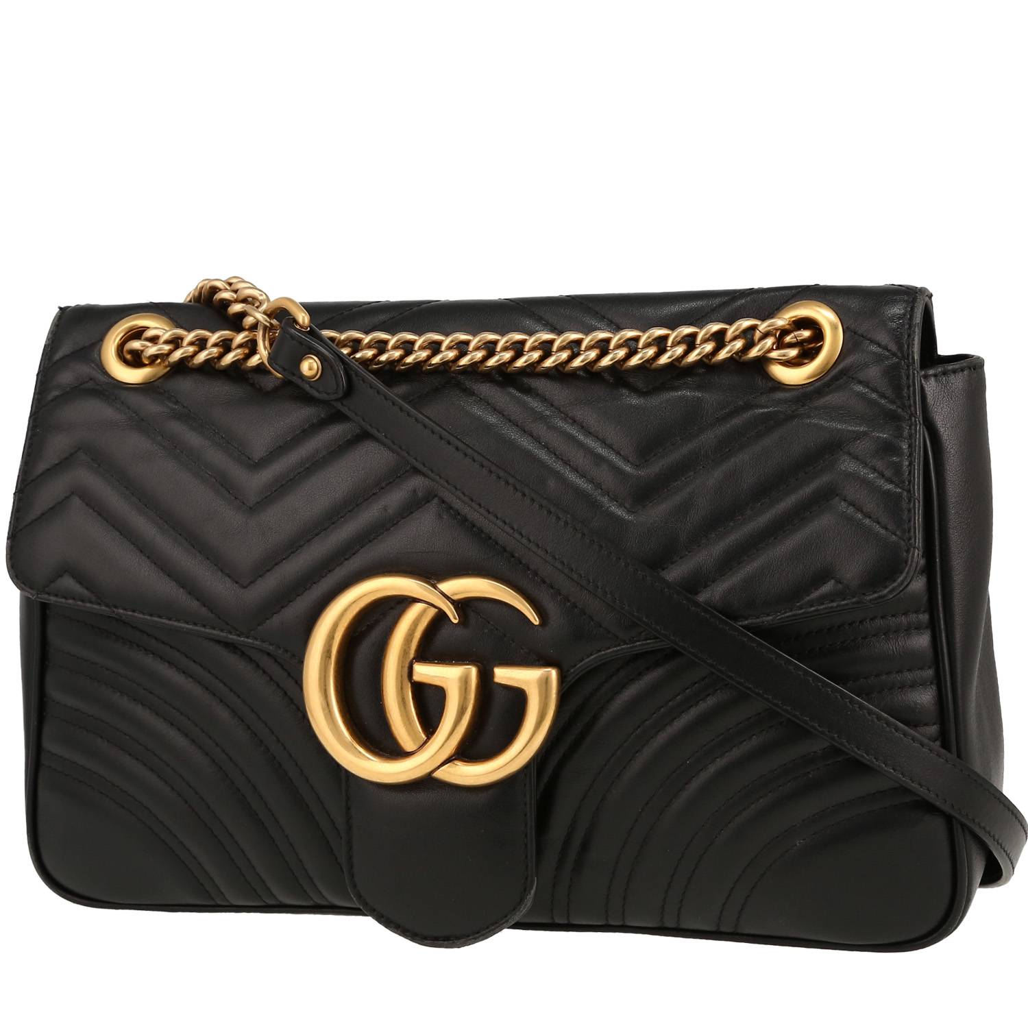 GG Marmont Shoulder Bag In Black Quilted Leather
