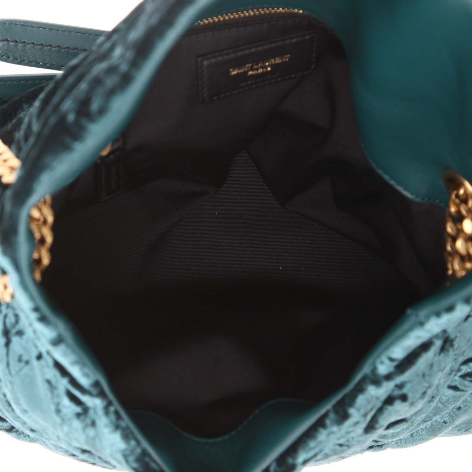 Sac à main Saint Laurent  Puffer en velours bleu - Detail D3
