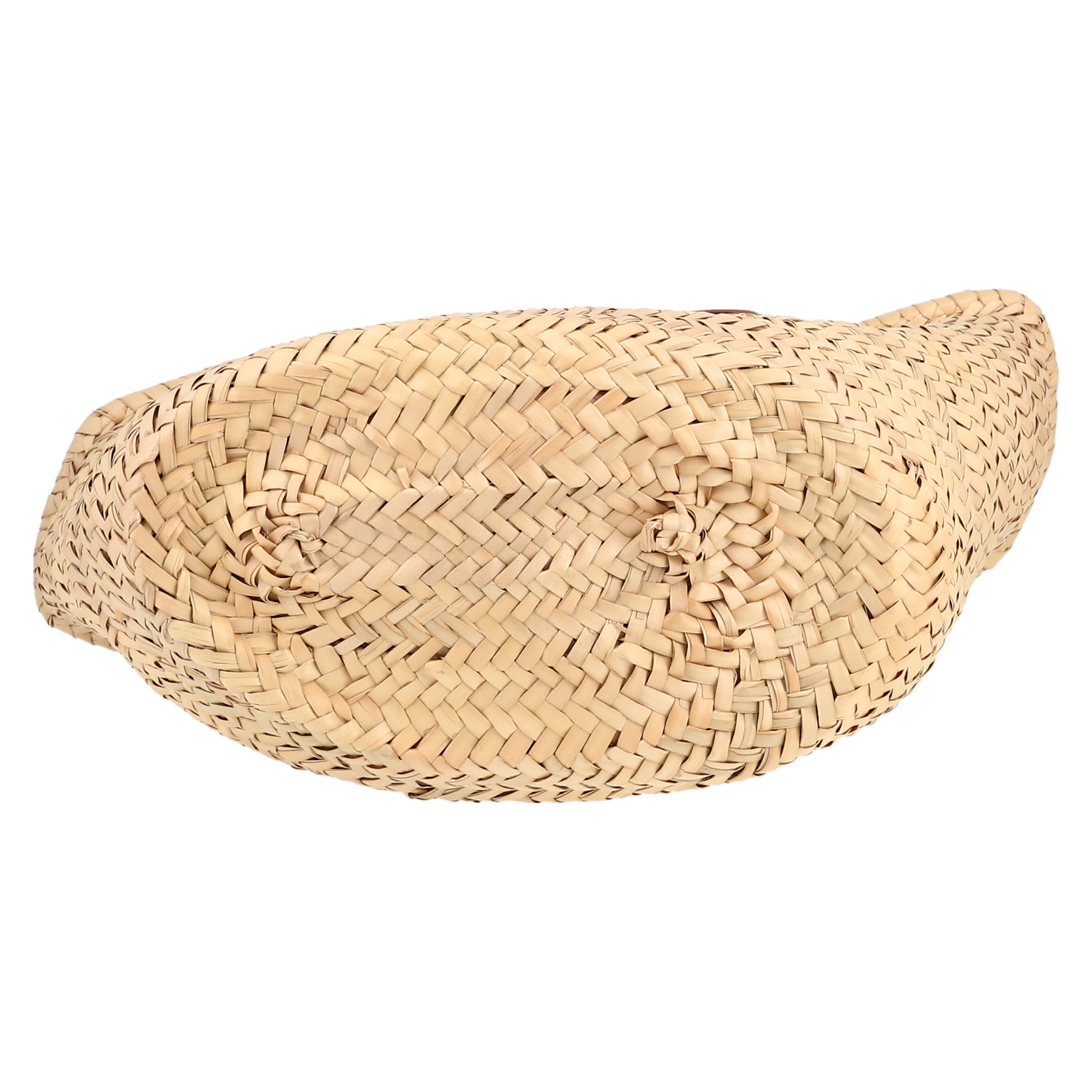 Bolso Cabás Celine  Panier Triomphe Teen en raffia beige y cuero marrón - Detail D4