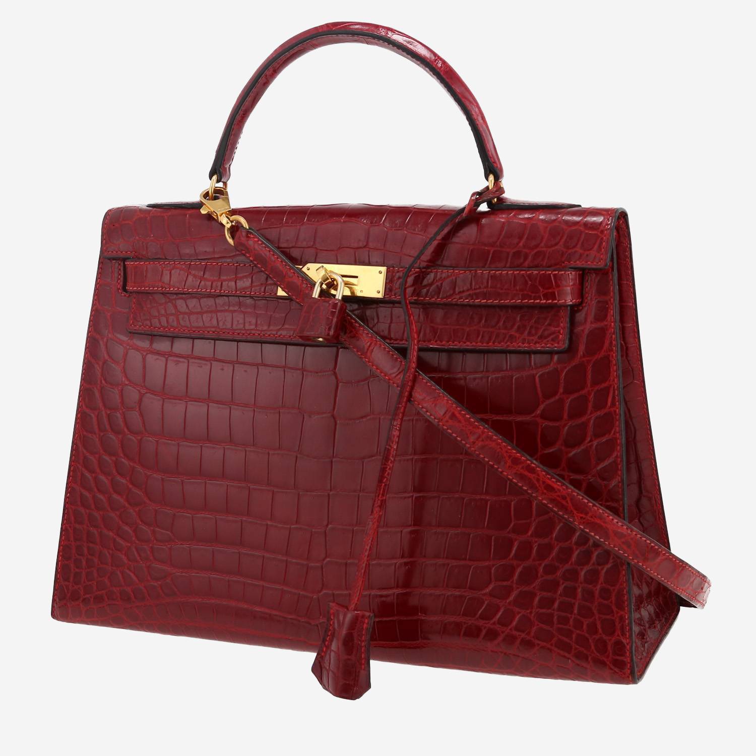 Sac à main Hermès  Kelly 32 cm en crocodile niloticus rouge