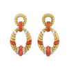 Vintage  earrings in yellow gold, coral and diamonds - 00pp thumbnail