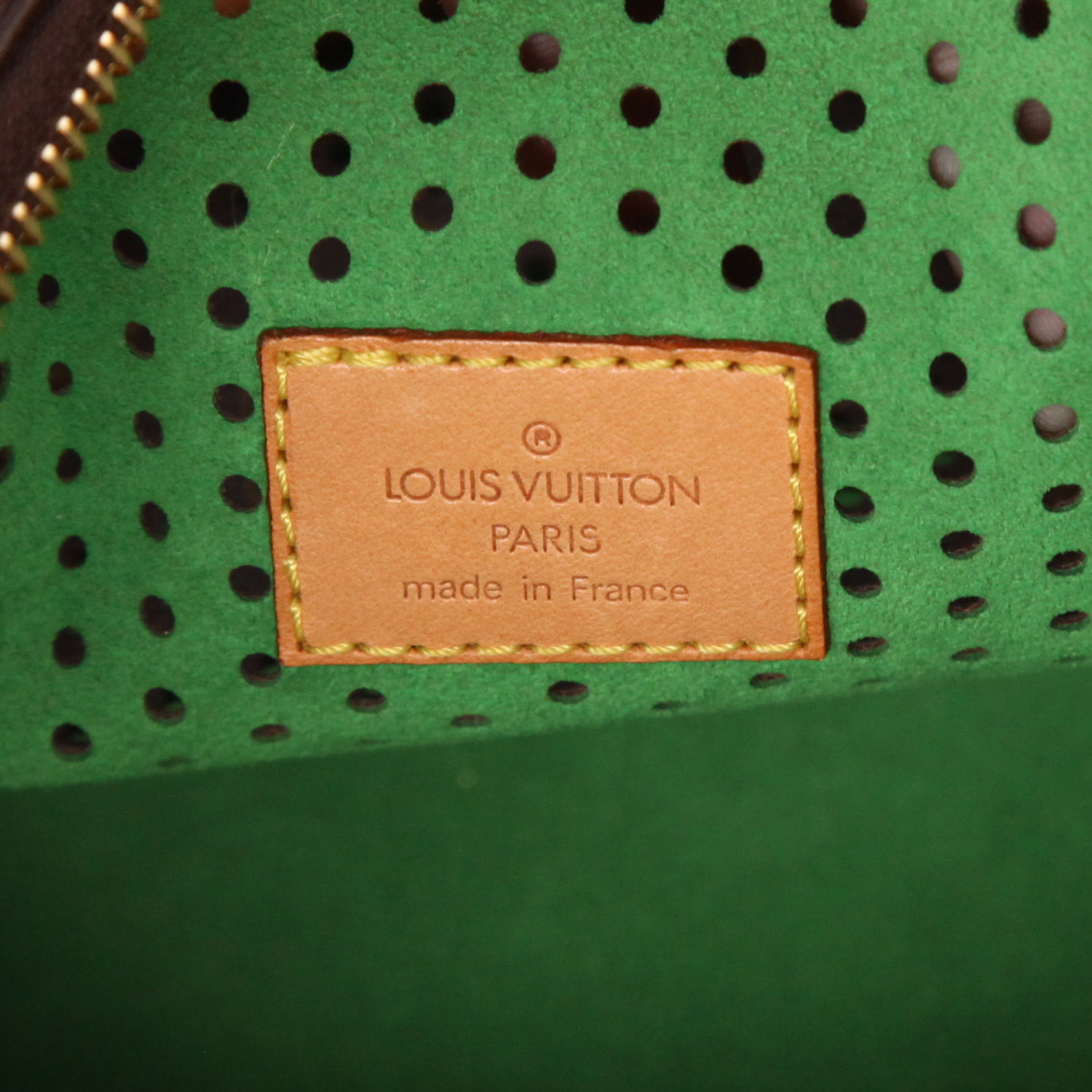 Bolso de mano Louis Vuitton  Speedy Editions Limitées en lona Monogram marrón y verde y cuero natural - Detail D2