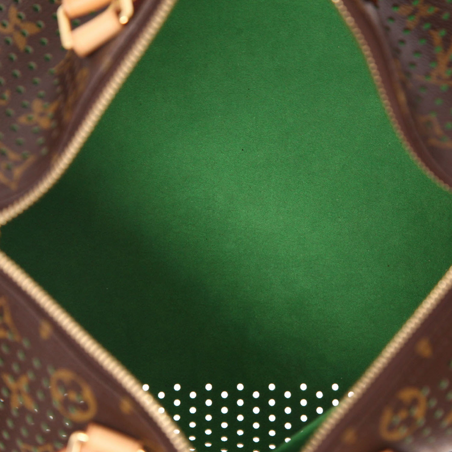 Louis Vuitton  Speedy Editions Limitées handbag  in brown and green monogram canvas  and natural leather - Detail D3