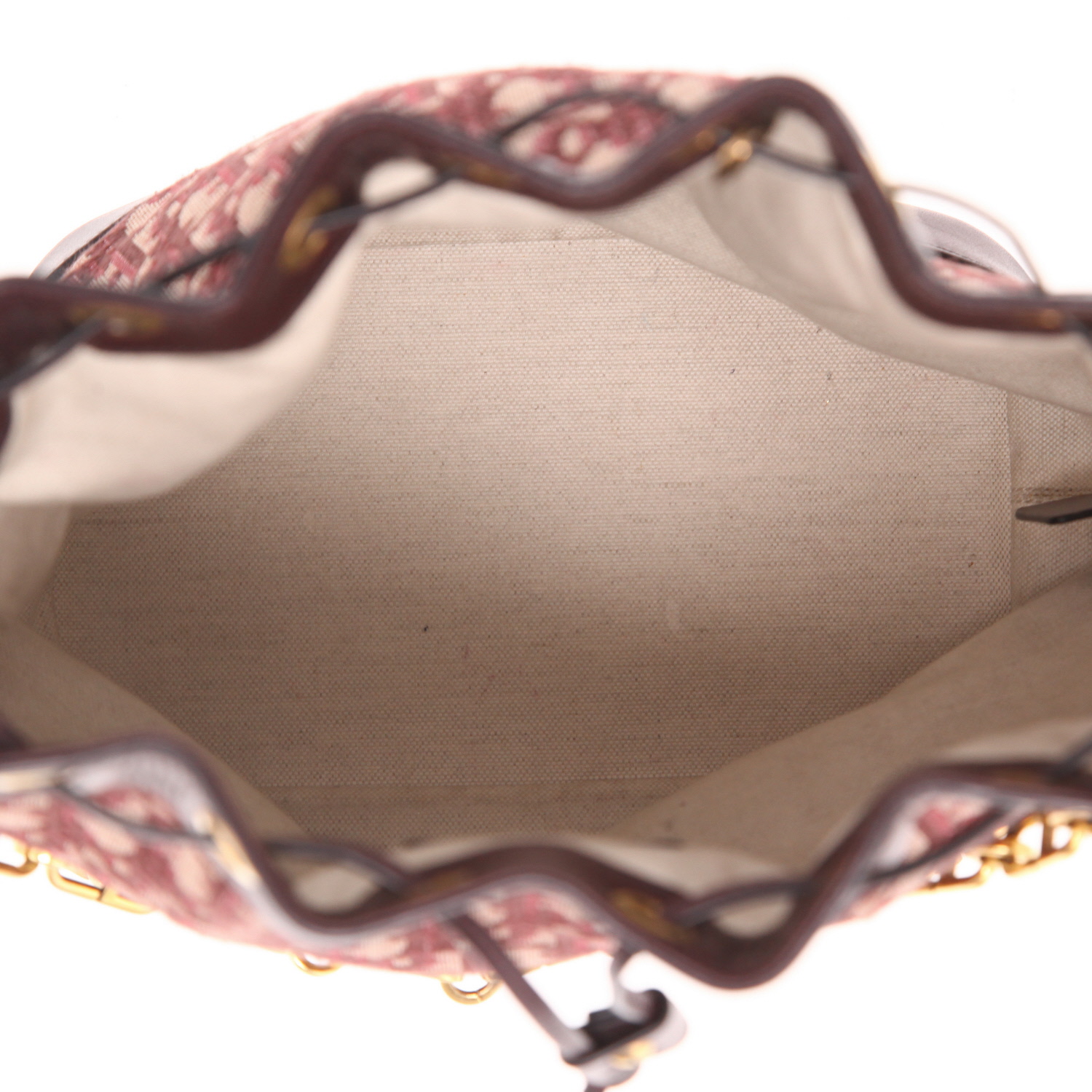 Sac à main Dior  Bucket en toile monogram Oblique bordeaux et cuir bordeaux - Detail D3