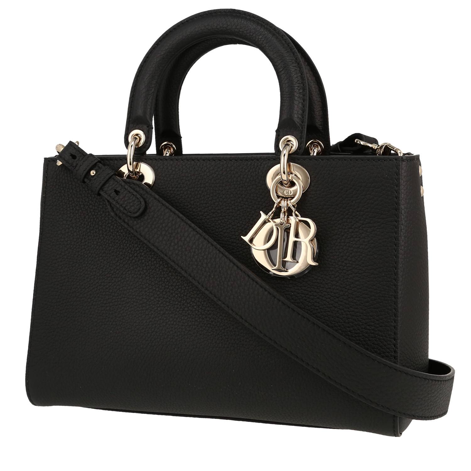 Lady D-Sire Handbag In Black Leather Taurillon Clémence
