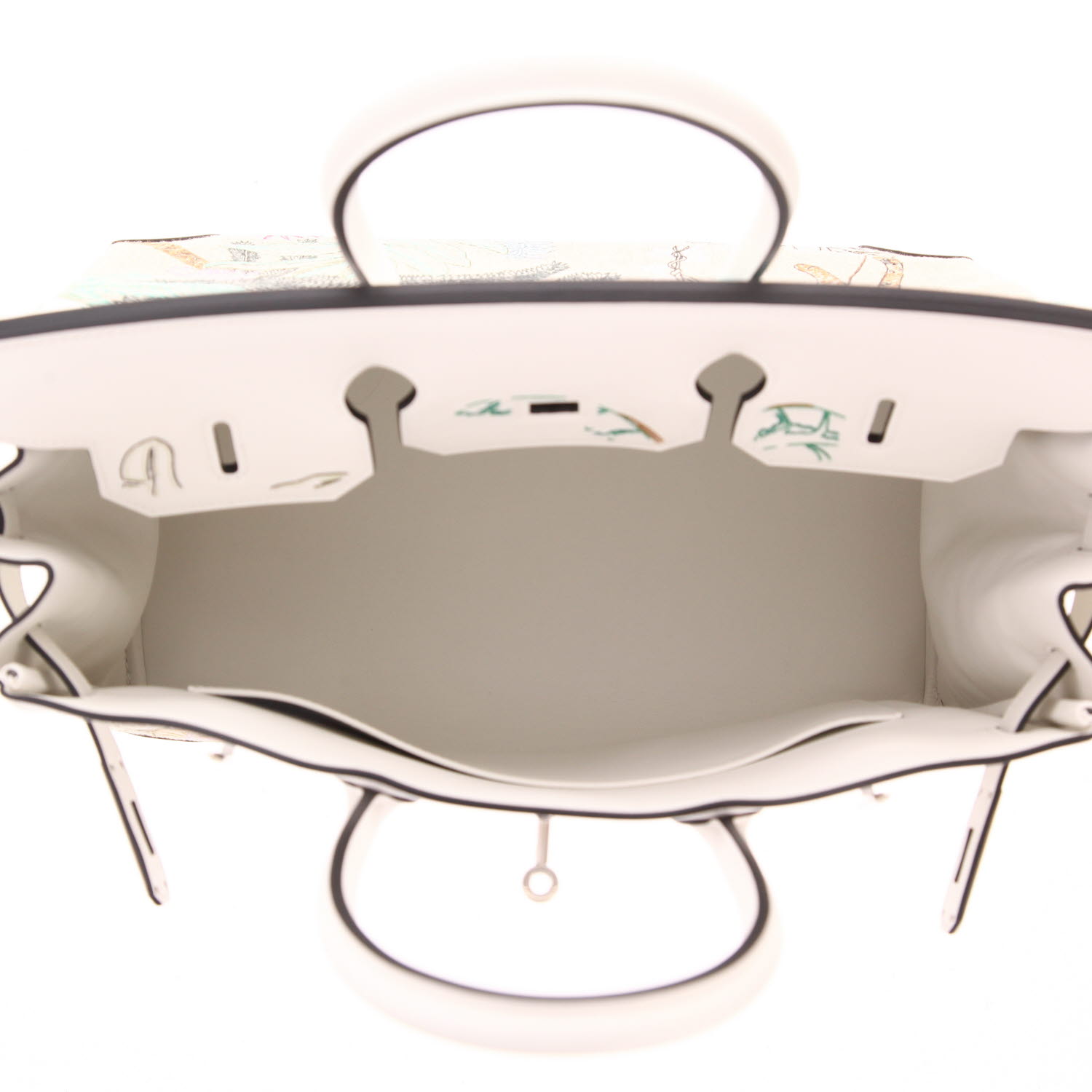 Borsa Hermès  Birkin 35 Faubourg Tropical in tela beige e pelle Swift bianca - Detail D3