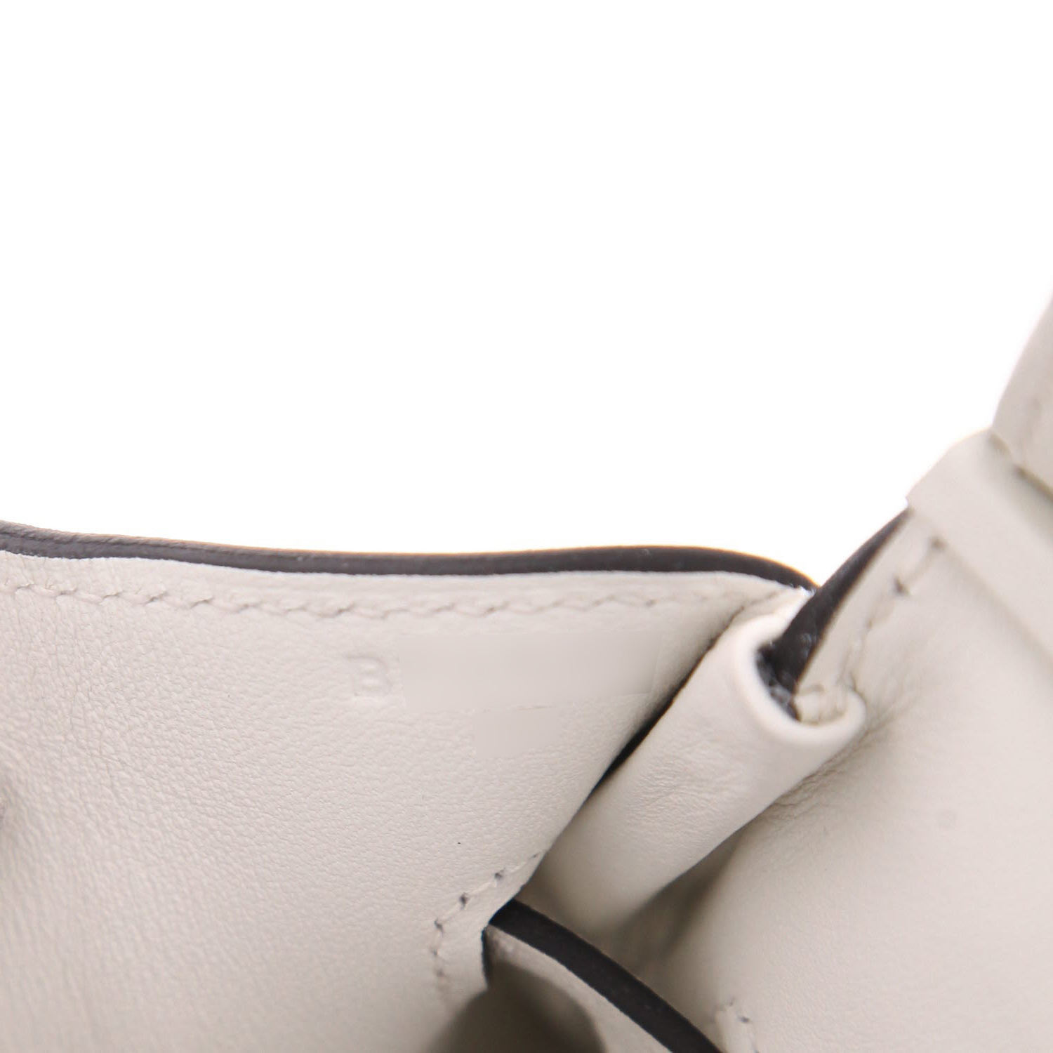 Bolso de mano Hermès  Birkin 35 Faubourg Tropical en lona beige y cuero swift blanco - Detail D4