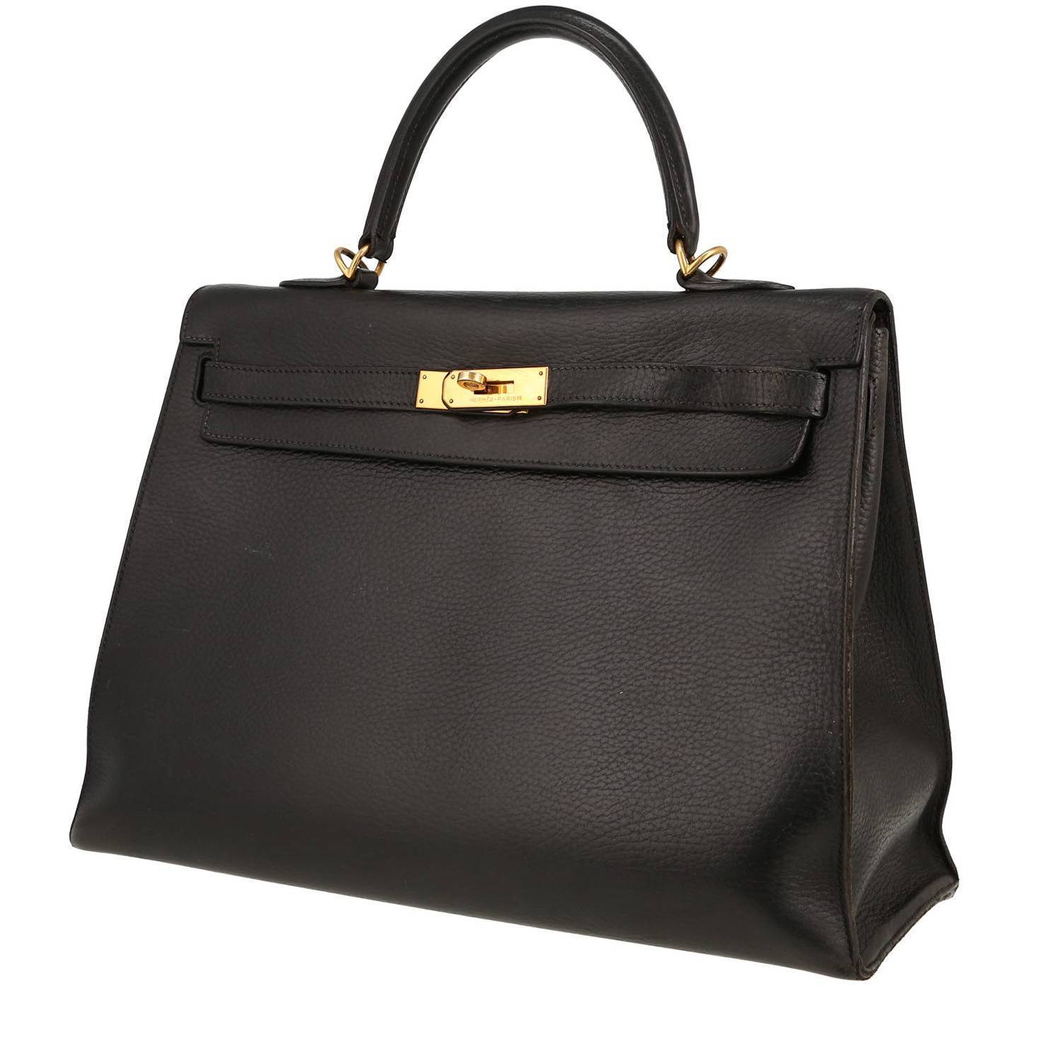 Kelly 35 cm Handbag In Black Ardenne Leather