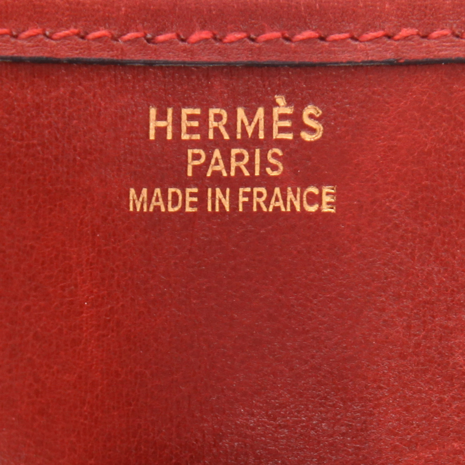 Hermès  Evelyne shoulder bag  in red box leather - Detail D2