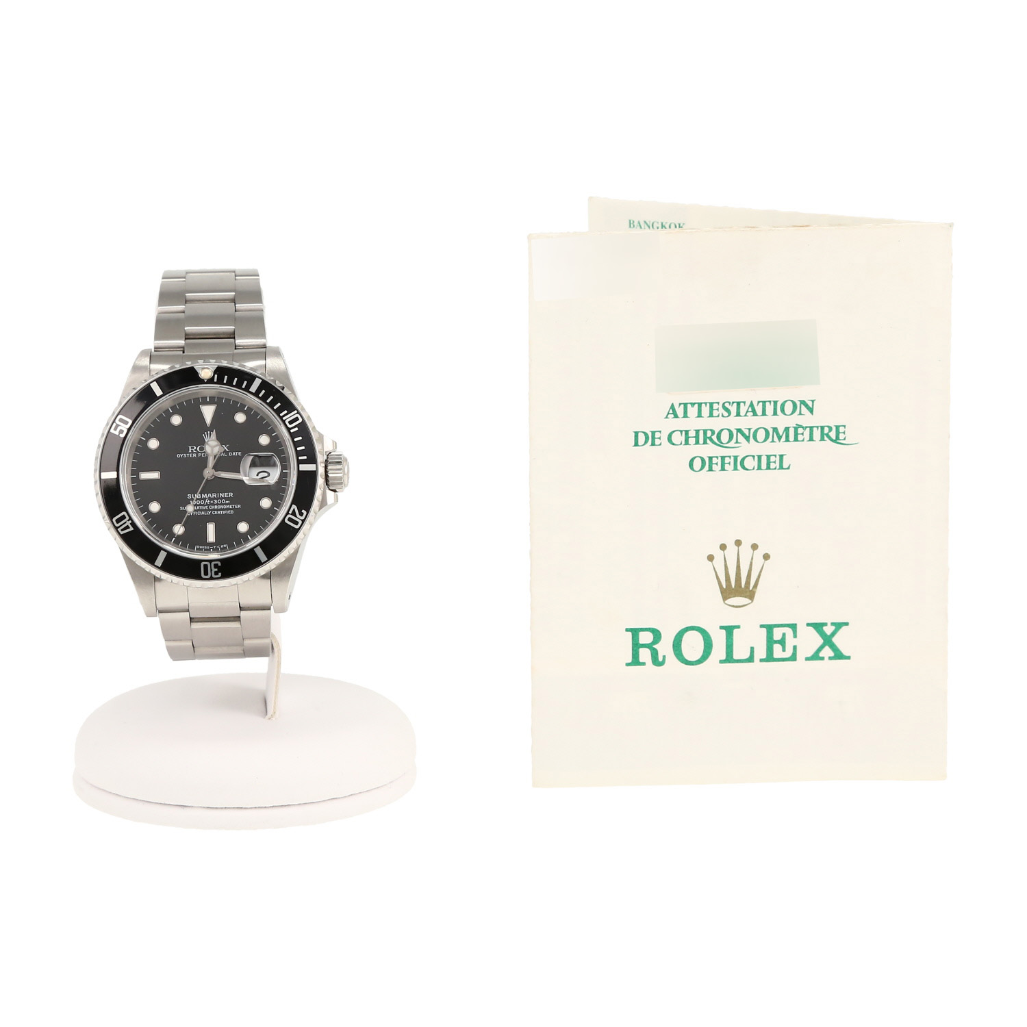 Montre Rolex Submariner Date en acier Ref: Rolex - 16610  Vers 1996